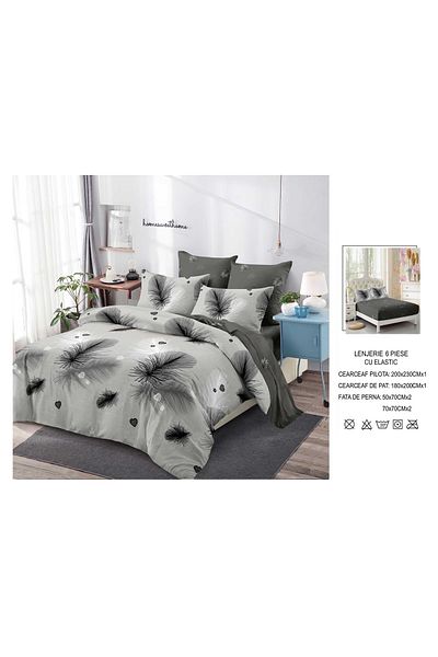 CHIRASO CHIRASO Finet Bedding Set, 6 Pieces, 2 Persons, Sheet 180x200, Duvet Cover 200x230, 4 Pillowcases, Print