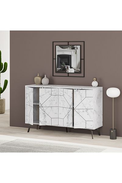 Mourah Home Dune Console – Modern 4-Door Sideboard with Elevated Legs, Storage for Living, Dining, Hallway