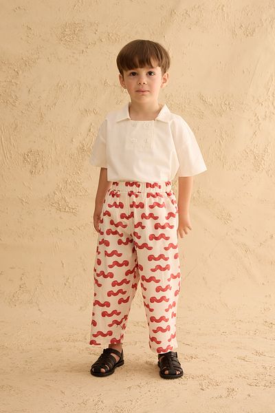 Fahhar Kids Twist Baggy Trousers Red