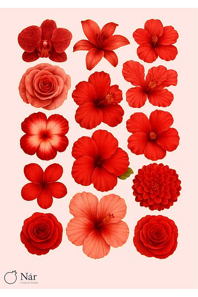 sticker 🌹   Flower Garden Stickers – 1 Sheet – for Agenda, Planner and Bullet Journal (Red)
