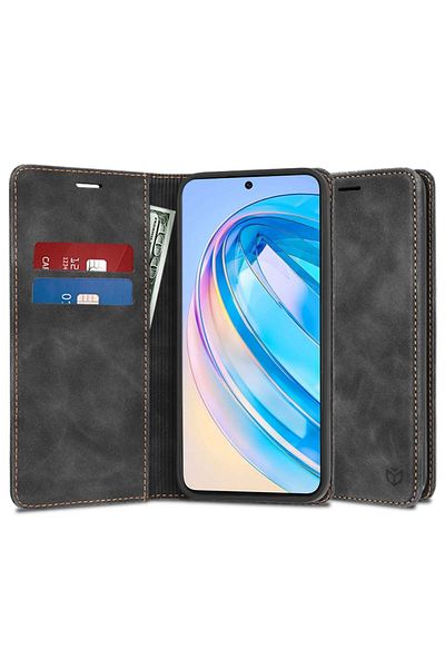 SKYDDAR INNOVATION Case for Honor X8a, Soft Wallet, Book type, Eco Premium leather, Black, sticker set