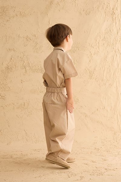 Fahhar Kids Pocket Detailed Baggy Trousers Light Beige