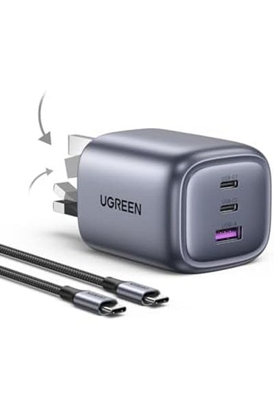 Ugreen Nexode Set 65W USB C Charger 3-Port Foldable GaN Laptop Adapter Type C Fast Wall Charger Plug