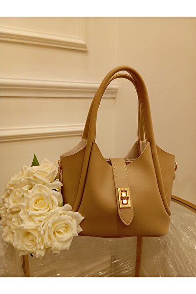 ÇANTA MİMARA WORDL kadın çanta vizon renk 30/23 santim capında 3 parca