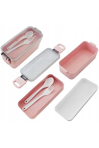 OEM Lunch box, 750 ml, cutlery, 2 compartments, pink