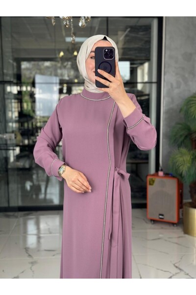 Zümra Tesettür Moda Anna Elbise-Gülkurusu Gül Beden XXXL-50-52