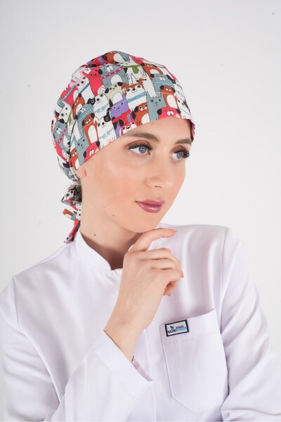 Nur Medikal Giyim Tesettür Renkli Köpekler Desenli Hemşire Doktor Hastane Vet...