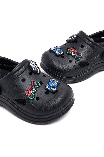 R&B Black Jibbitz Slingback Clogs