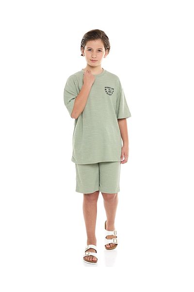 R&B Textured T-Shirt And Shorts Set For Boys Top & Bottom Set 8-16Y