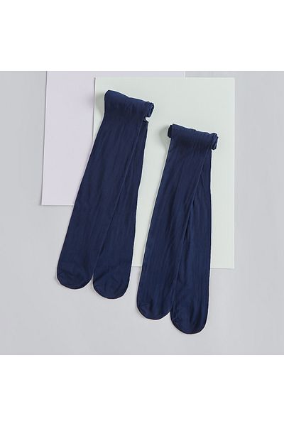 Juniors Solid Tights with Elasticated Waistband - Set of 2