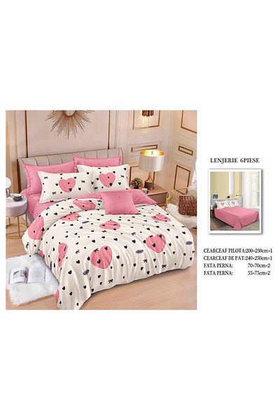 chiraso CHIRASO Finet Bedding Set, 6 Pieces, Sheet 240x250, Quilt 200x230, 4 Pillowcases, Print
