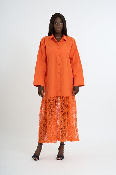 HANIQA Lace Hem Detailed Shirt Dress