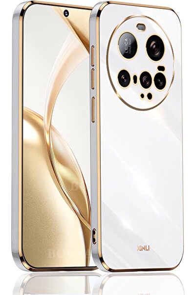 m.tk moveteck Xiaomi Mi 15 Ultra Kılıf Kamera Korumalı Parlak Gold Altın işlemeli Kenarlı Yumuşak Silikon Kapak