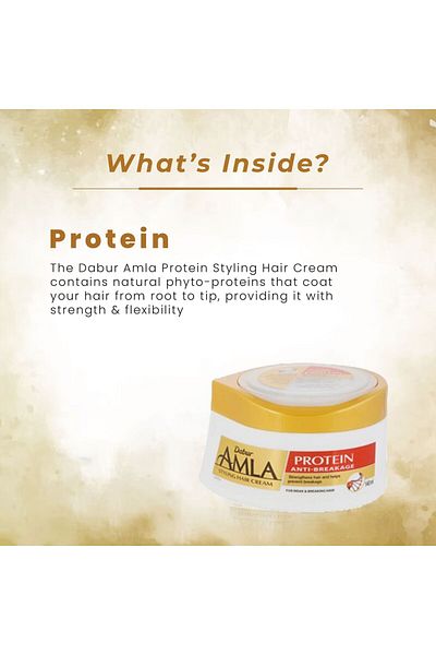 Dabur Amla Protein Styling Hair Cream White - 140 ml | Nourishing Hair Care for Strong