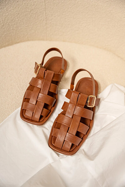 LAMİNTA Tool Tan Cage Detailed Women's Sandals