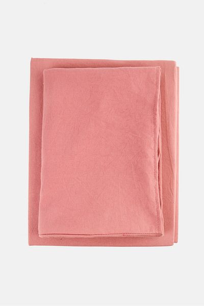 YOTO Set Of 2 Durability Fitted Sheets Comfortable With Lasting, Old Rose Pink