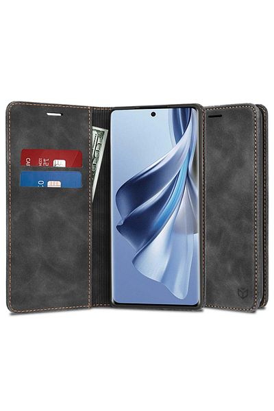SKYDDAR INNOVATION Case for Oppo Reno10 / Reno10 Pro, Soft Wallet, Eco Premium Leather Card Type, Black, sticker set