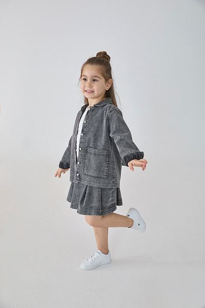 Patique Kids Черно дънково памучно яке за момиче с джобна яка