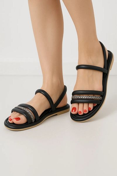 StWenn Orthopedic Black Women's Sandals Comfortable Women's Sandals Puff Sandals Anatomical Women's Sandals