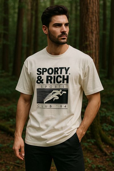 Rich Ανδρικό μπλουζάκι Basic Oversize Άνετη εφαρμογή 100% βαμβακερό μπλουζάκι με κοντό μανίκι