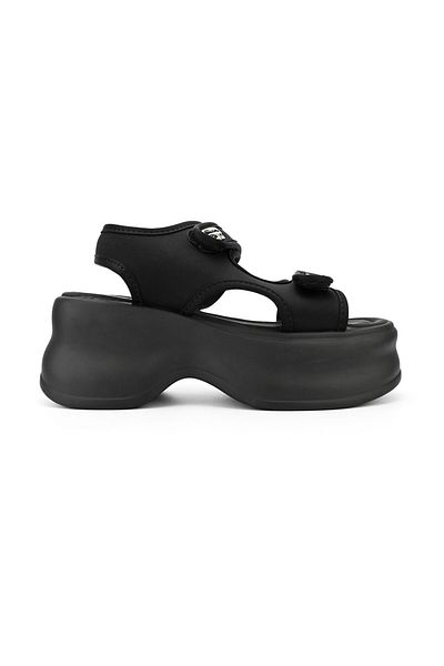 Tmall Sandale de dama,Cu platforma,Din Material Textil,SA65,Negru