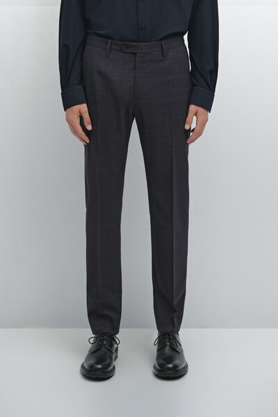 Massimo Dutti %100 yün kareli klasik pantolon