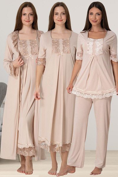by İGP Maternity Maternity Pajamas and Nightgown Set 4-Piece Maternity Set