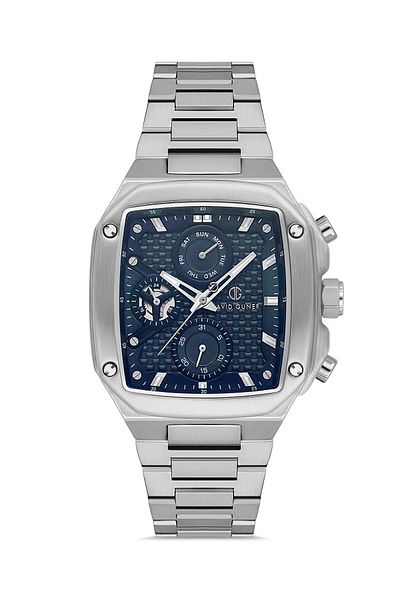 DAVID GUNER Silver Coated Blue Dial Men's Watch Dg-8749Ga-A3