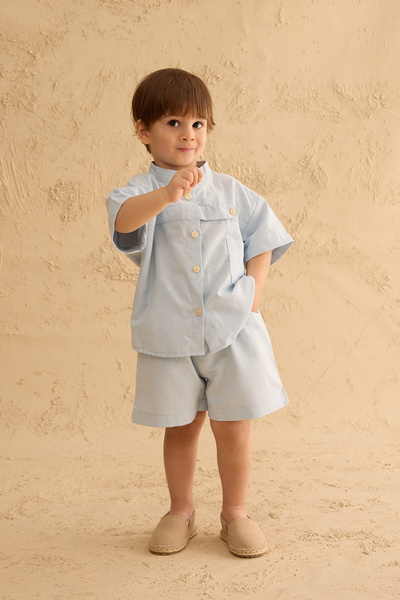 Fahhar Kids Pat Detaylı Gömlek Takım Mavi