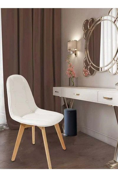 Taimi Wooden Dining Chair With Padded Seat Designed For Home Kitchen Lounge And Office, White