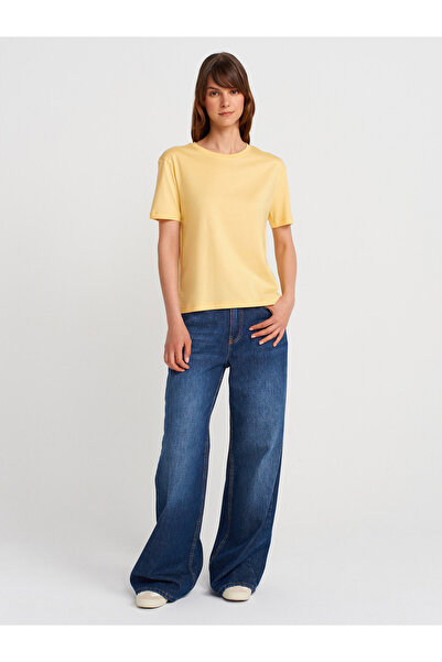 Dilvin 31791 Μπλουζάκι Crew Neck-Κίτρινο