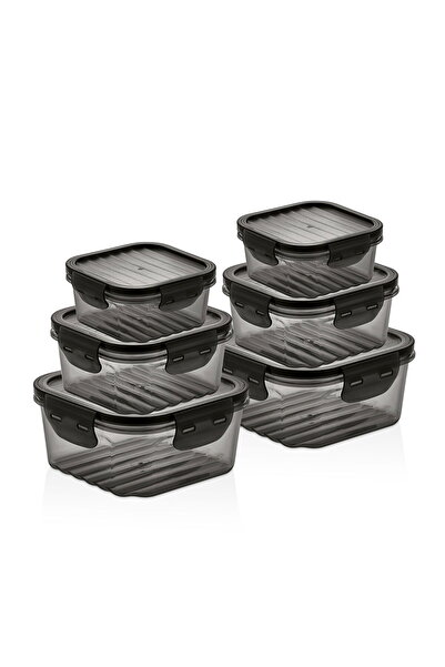 QLUX IDEAS L860X2 Quick Leakproof Square Storage Container Set - Black / Transparent