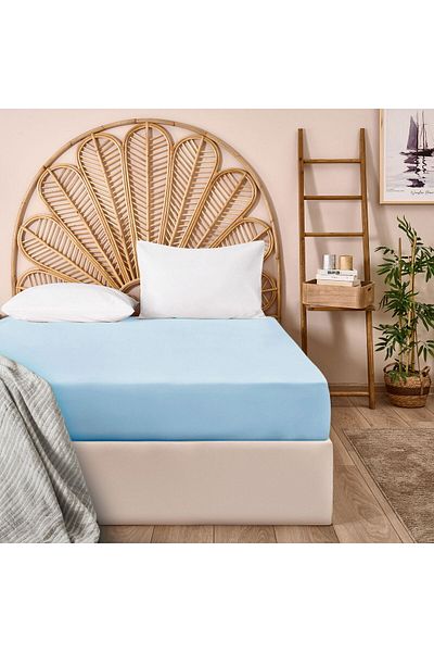 ASPARTAM Double Fitted Sheet - Blue - 160X200 cm