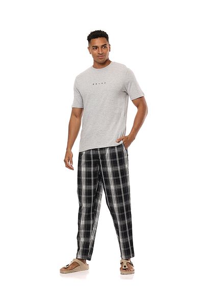 R&B Grey Melange Printed Pyjama Set