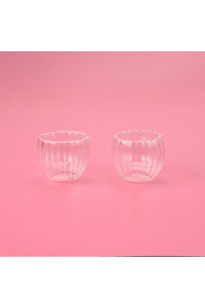 MATMEL Stripe Double Wall 2-Piece Espresso Glass - Transparent - 80 ml