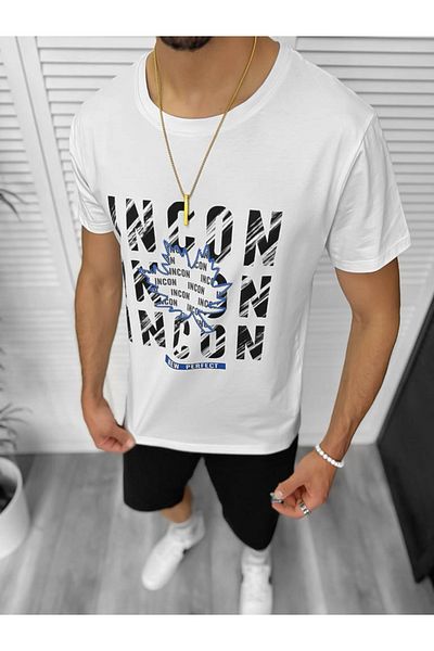 dehaine Men's casual suit, t-shirt plus shorts, white