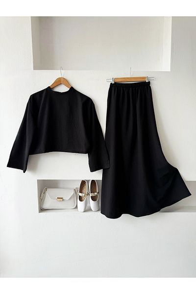 ENDAMIM Crop Skirt Suit