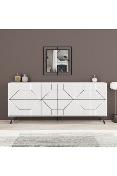 Mourah Home Dune Console 181 – Modern 6-Door Sideboard with Elevated Legs, Storage for Living, Dining & Hallway