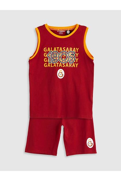 LC Waikiki Lcw Kids Red Crew Neck Printed Boys Shorts Pajama Set