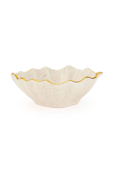 MATMEL Ceramic Leaf Snack Bowl - Cream - 11 cm