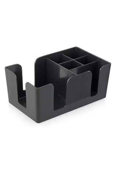 3D Brothers Bar Cafe Caddy Organizer Coffee with 6 Compartments,Tea,Tissue, Black