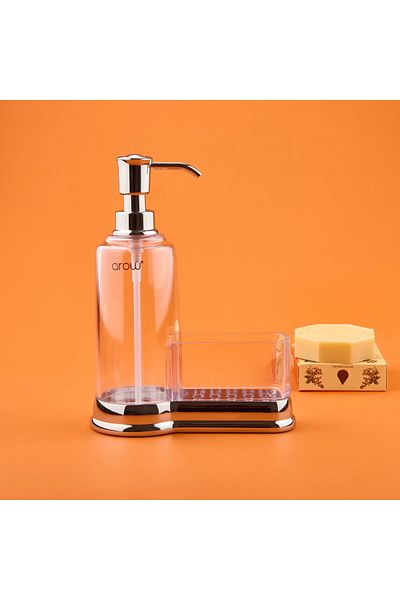 ASPARTAM Glass Liquid Soap Dispenser with Sponge Holder - Transparent