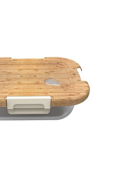 ASPARTAM Glass Storage Container with Lockable Bamboo Lid - Transparent - 2800 ml