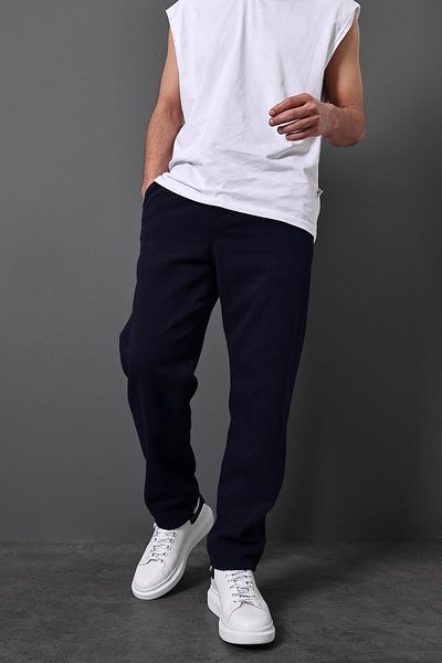 Slatra Ανδρικό υφασμάτινο παντελόνι Navy Blue Gabardine