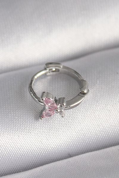 Skygo 316L Steel Silver Color Pink Zircon Stone Butterfly Model Tragus Piercing - Tj-Pr1331