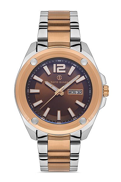 DAVID GUNER Rose White Coated Brown Dial Men's Watch Dg-8306Ga-E6