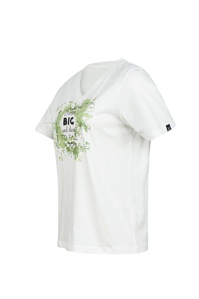 2AS Tricou pentru femei cu decolteu în V cu imprimeu Alone 405