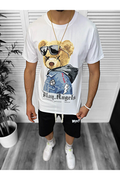 dehaine Men's casual suit, t-shirt plus shorts, white