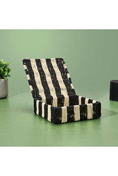 KUT FLY Deco Varese Decorative Box - Black / Cream - 18X18X5 cm