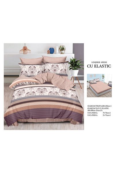 CHIRASO CHIRASO Finet Bedding Set, 6 Pieces, Double Bed, Sheet 180x200, Duvet Cover 200x230, 4 Pillowcases